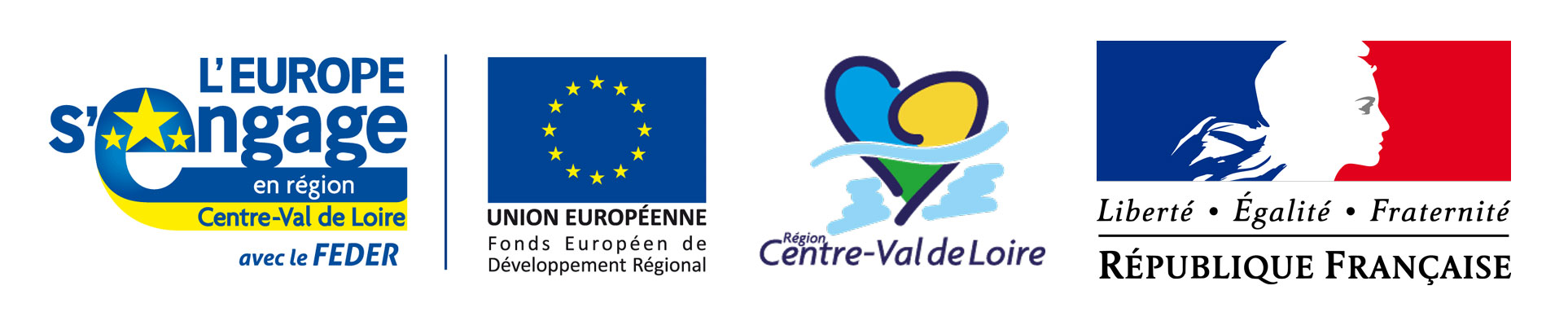 Logos Union européenne Feder + Région Centre-Val de Loire + République française