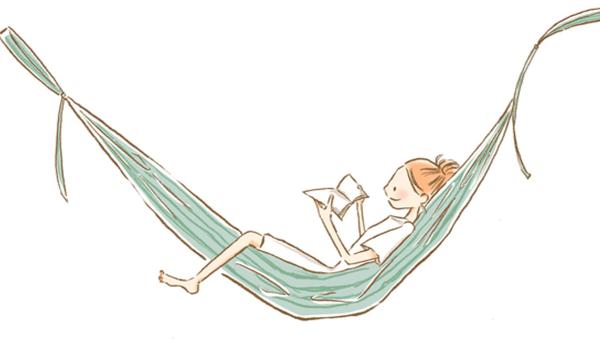 Les conseils à lire et à écouter du Département du Loiret pour les vacances ! Dessin fille lisant dans un hamac