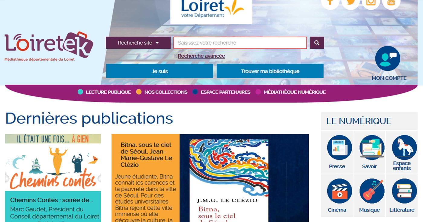 Capture d'écran de la page d'accueil de la Loiretek