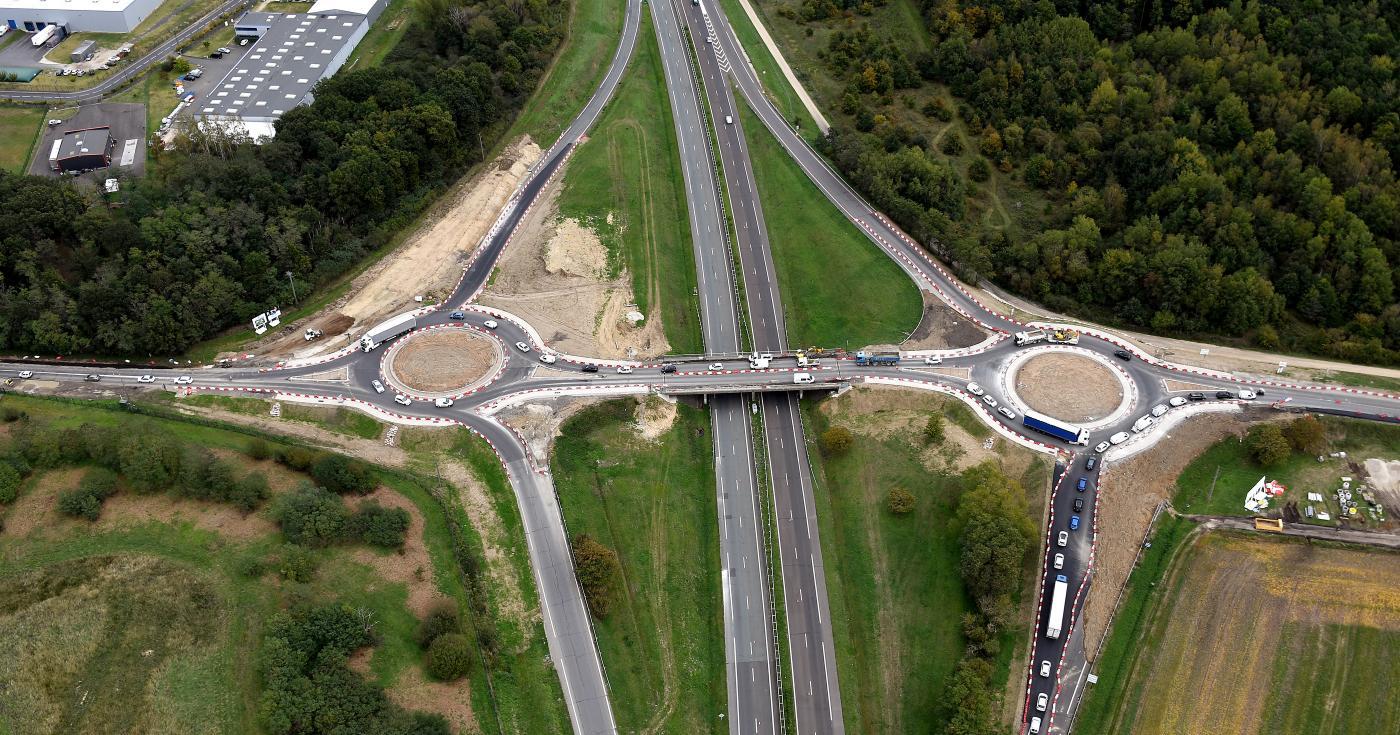 Vue aérienne du nouvel échangeur de Fay-aux-Loges