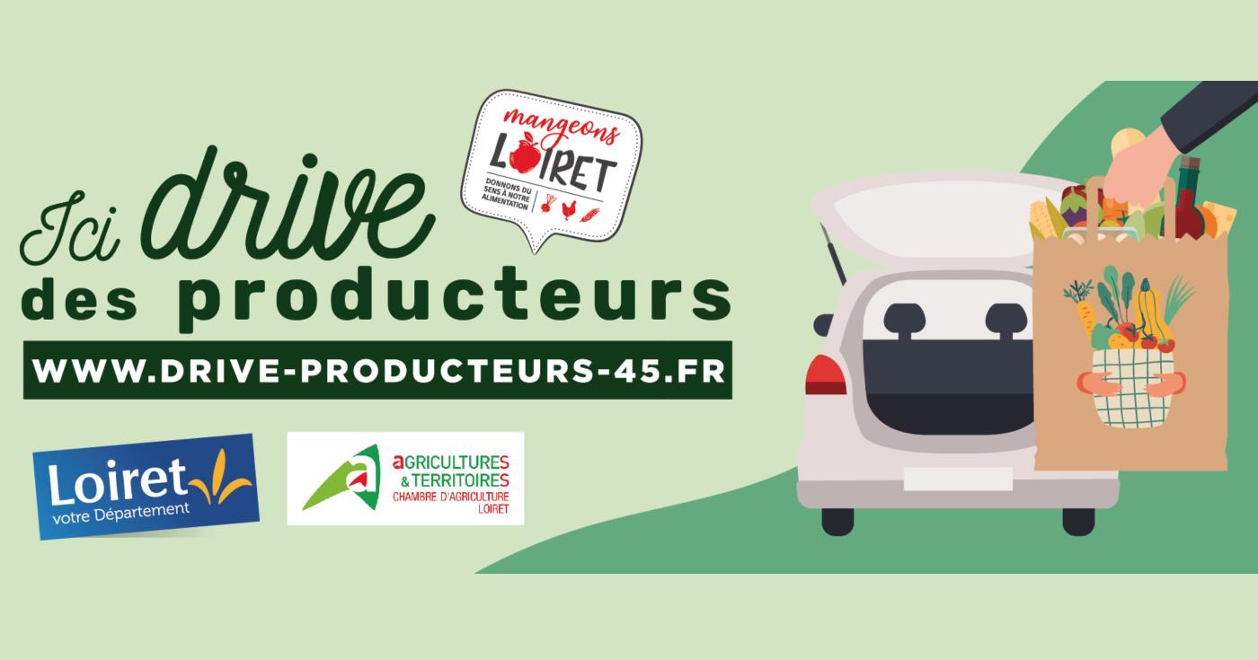 Drive des producteurs locaux à Orléans et Montargis : mangez local, mangez Loiret ! banderole