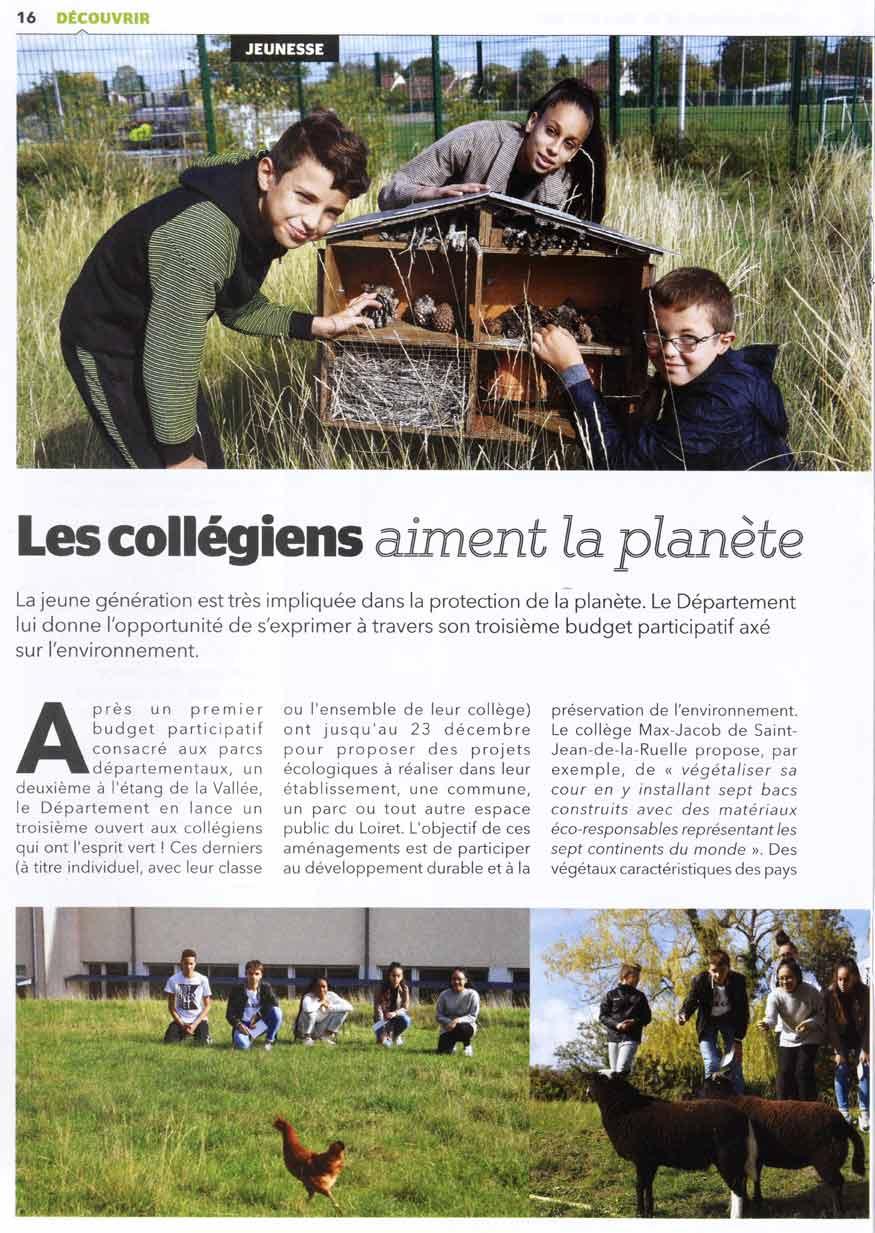 Article du magazine département sur les collégiens qui s’impliquent dans un budget participatif