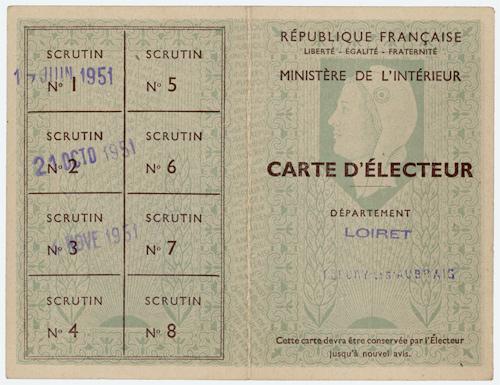 Carte d'électeur de 1951