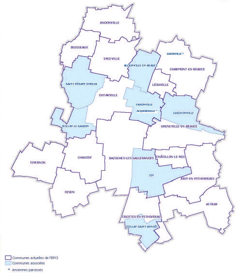 Carte de la communauté de communes du Nord Loiret