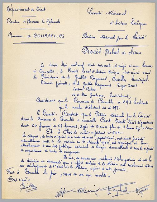 Pétition contre la loi scolaire du 31 décembre 1959