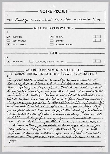 Construction d’un centre de développement communautaire au Burkina Faso, projet lauréat de la bourse « DEFI Jeunes » 1988.