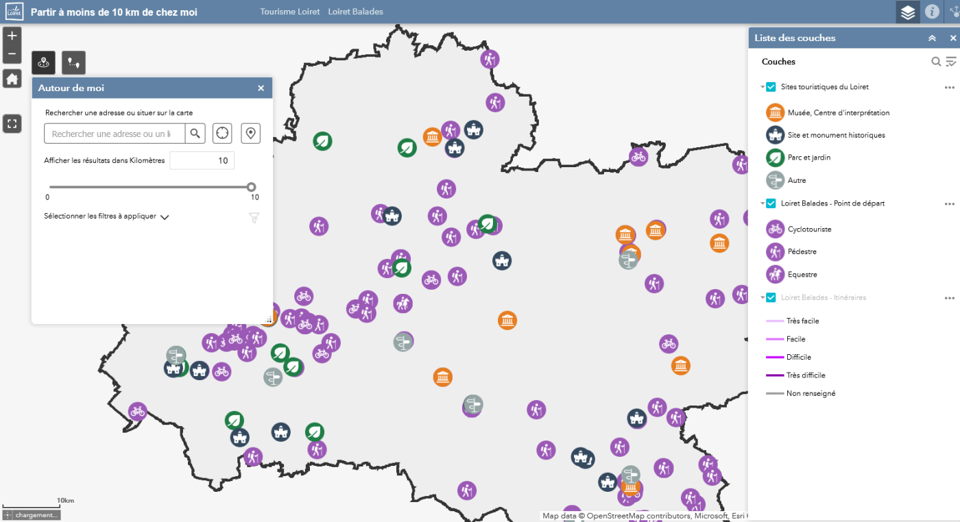 Image du servuce cartographique permettant de partir à moins de 10 km de chez soi