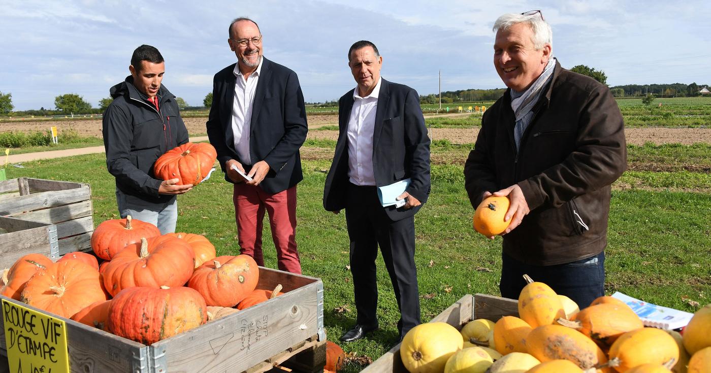 Lancement officiel du guide et de l'application des producteurs locaux sur l'exploitation de Sébastien Leconte, à Saint-Cyr-en-Val