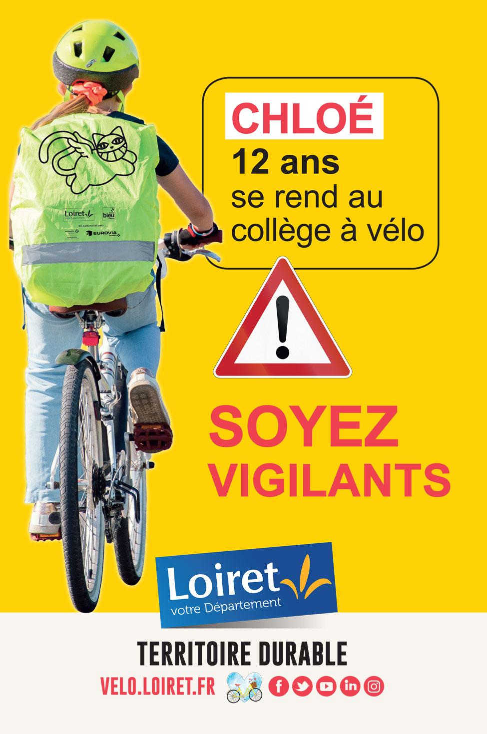 À vélo… la sécurité avant tout ! Visuel avec fille