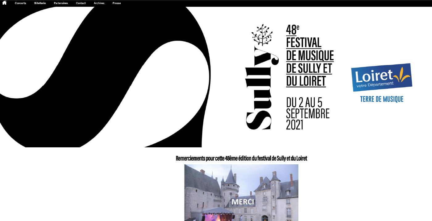 Copie d'écran de la page d'accueil du site du festival de Sully